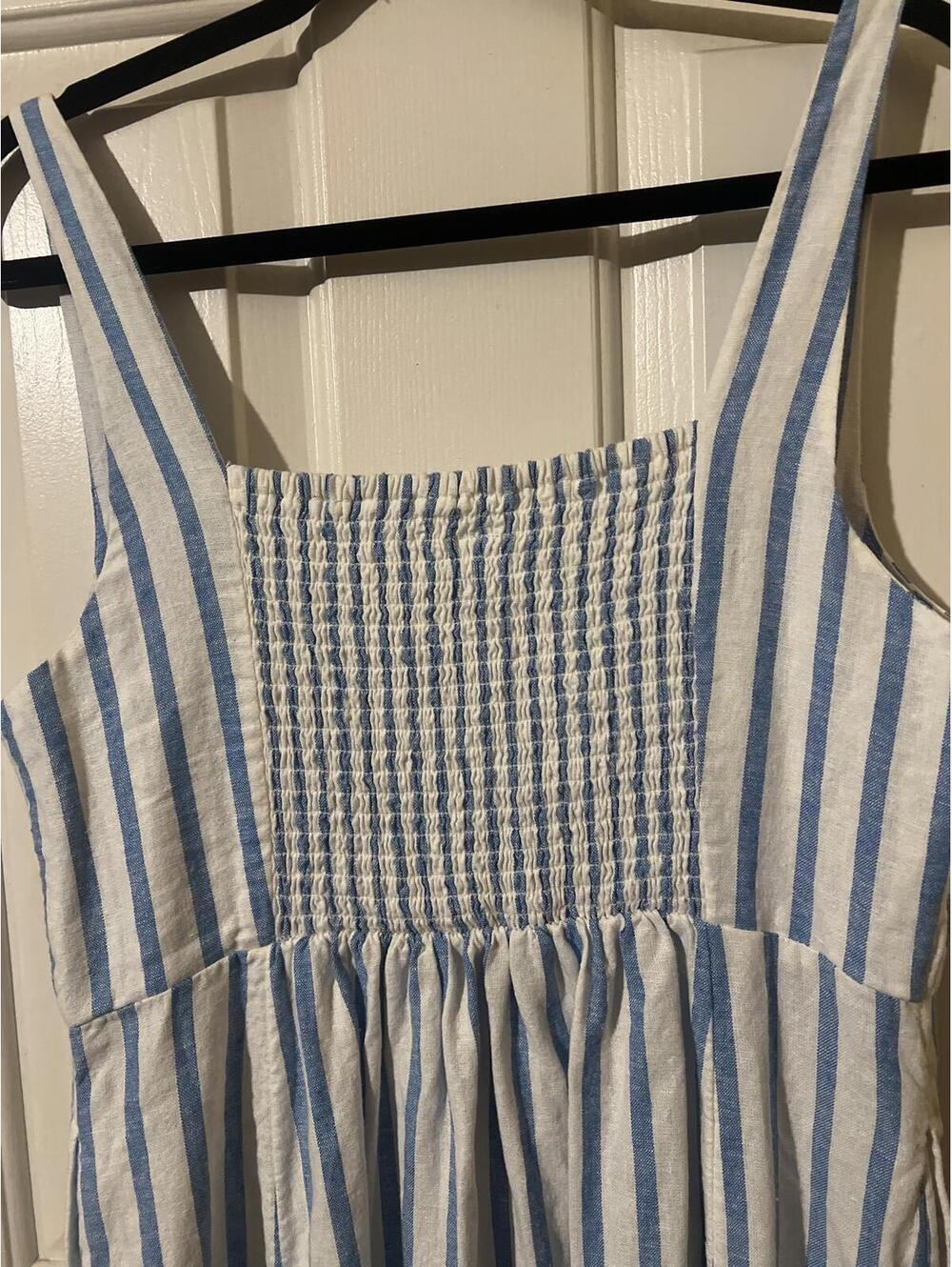 Old Navy Women's Blue and White Striped Midi Dress - Picture 4 of 6